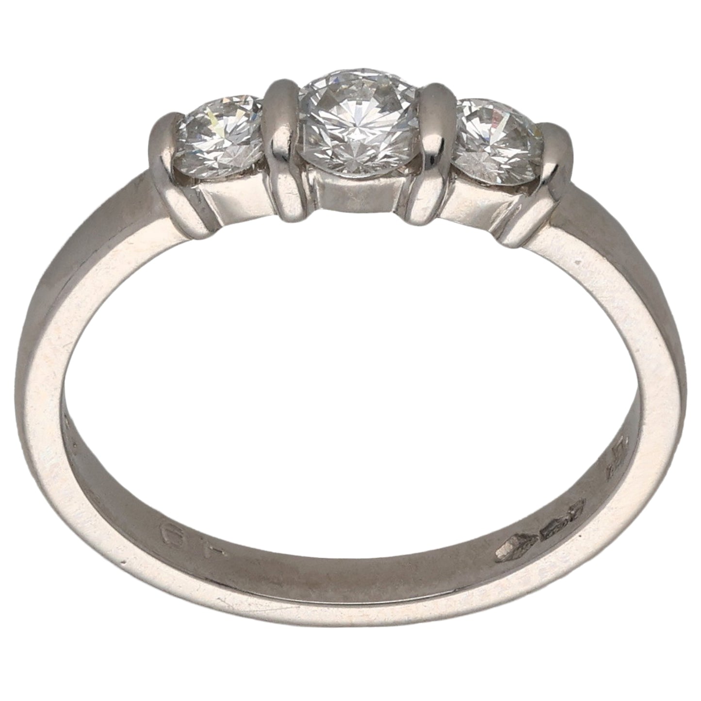 Platinum 0.49ct Diamond Trilogy Ring Size L