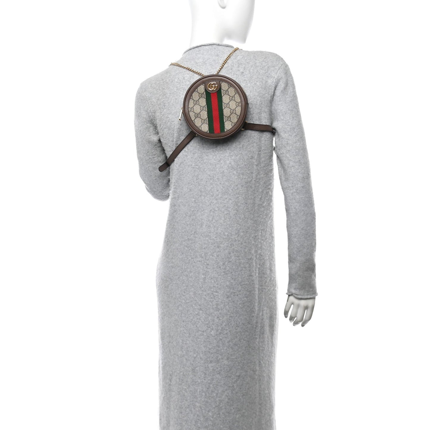 Gucci Ophidia Mini Round Backpack GG Supreme Coated Canvas Bag - Beige