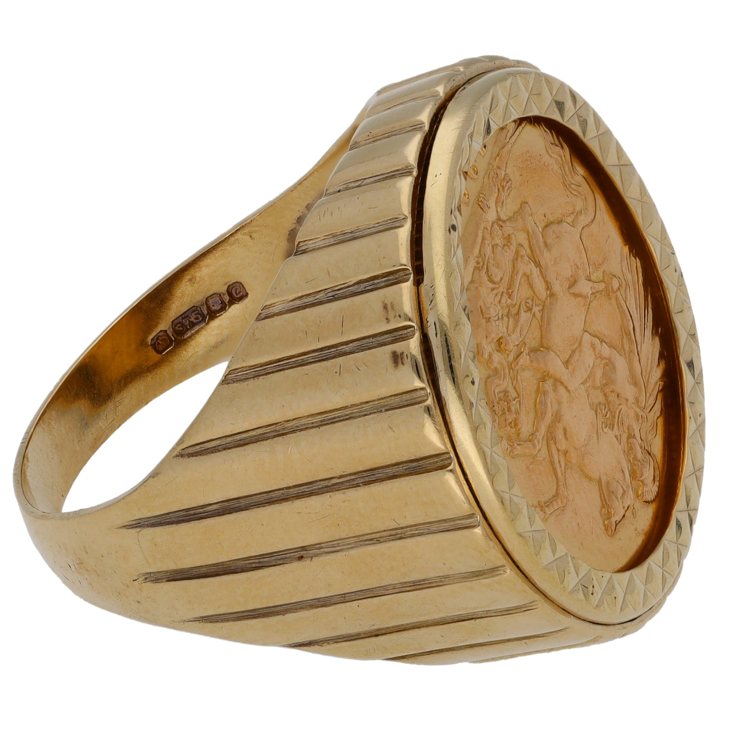 9ct Gold Coin Ring Size V