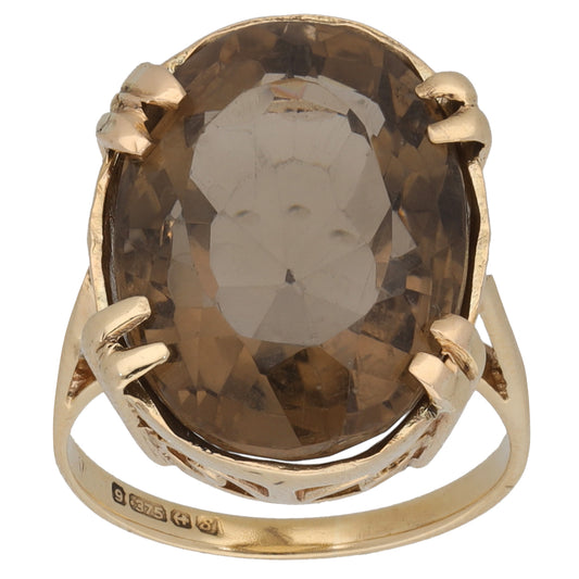 9ct Gold Smoky Quartz Single Stone Ring Size K