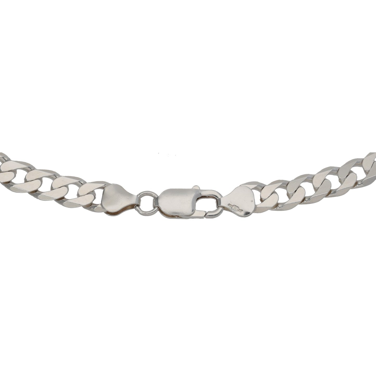 Sterling silver curb chain clasp with rounded link connectors, 24 in