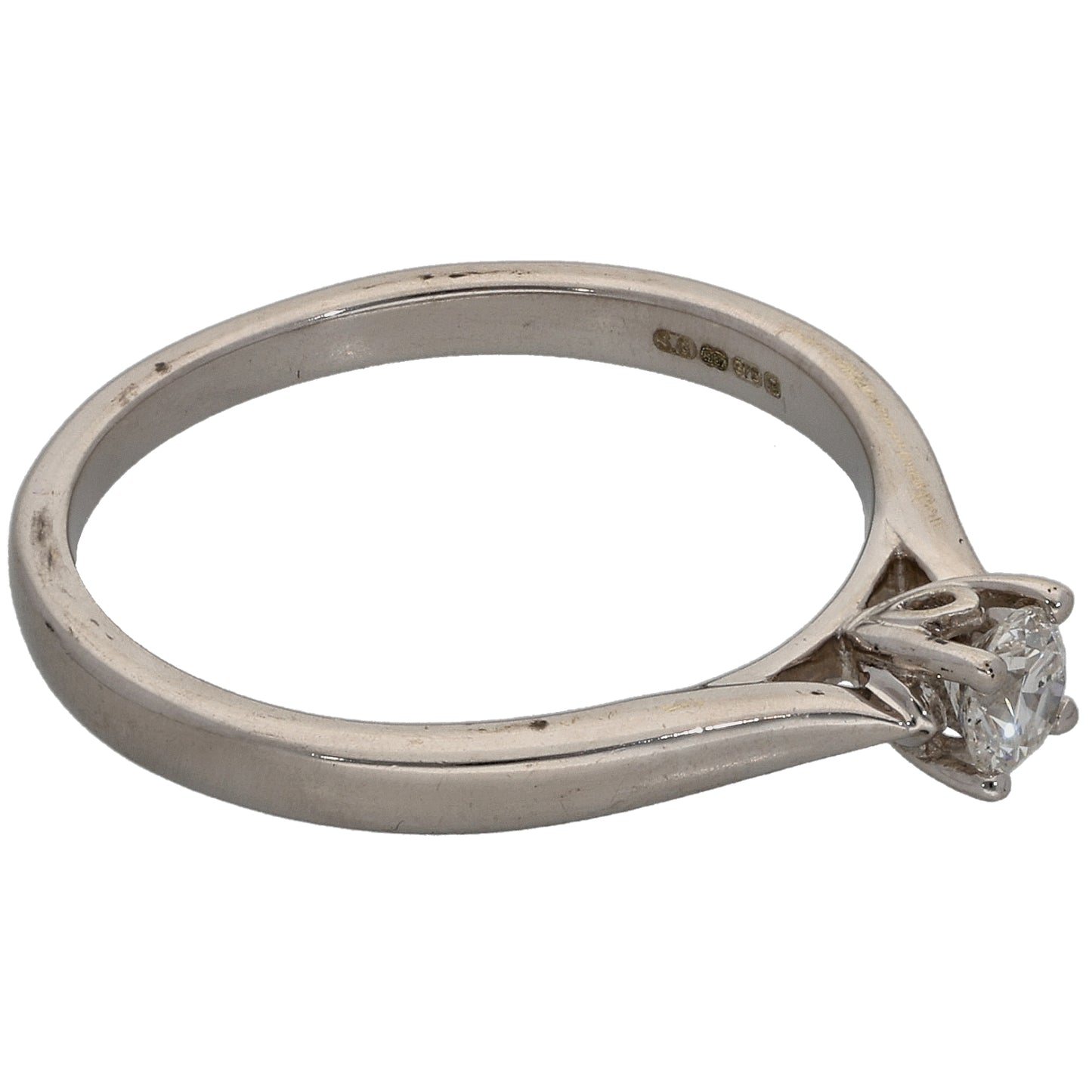 9ct White Gold 0.20ct Diamond Solitaire Ring Size M