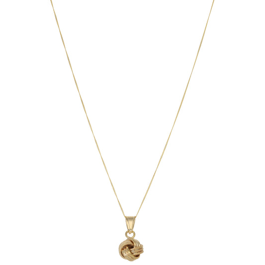 New 9ct Gold Textured Knot Pendant with Chain