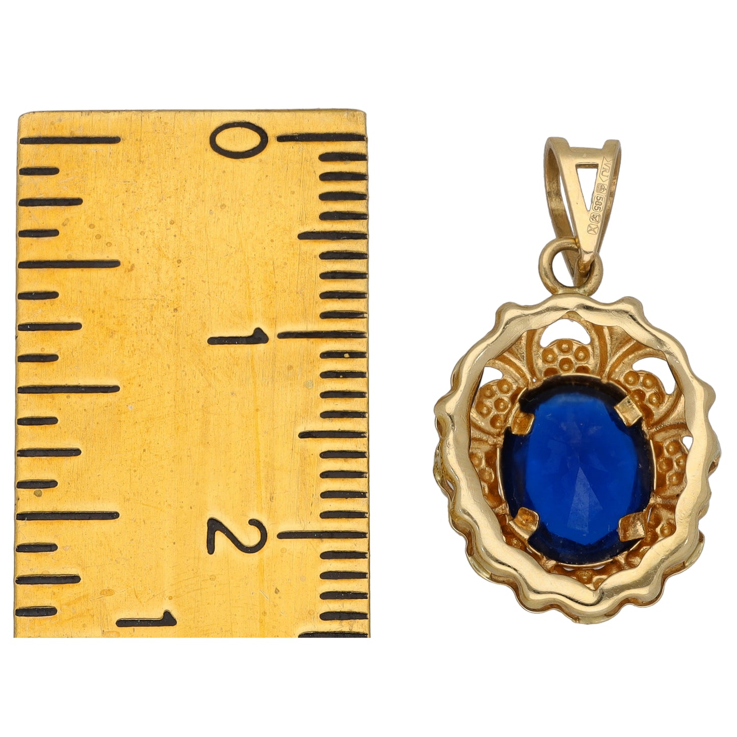 14ct Gold Imitation Gems Earrings & Pendant Set