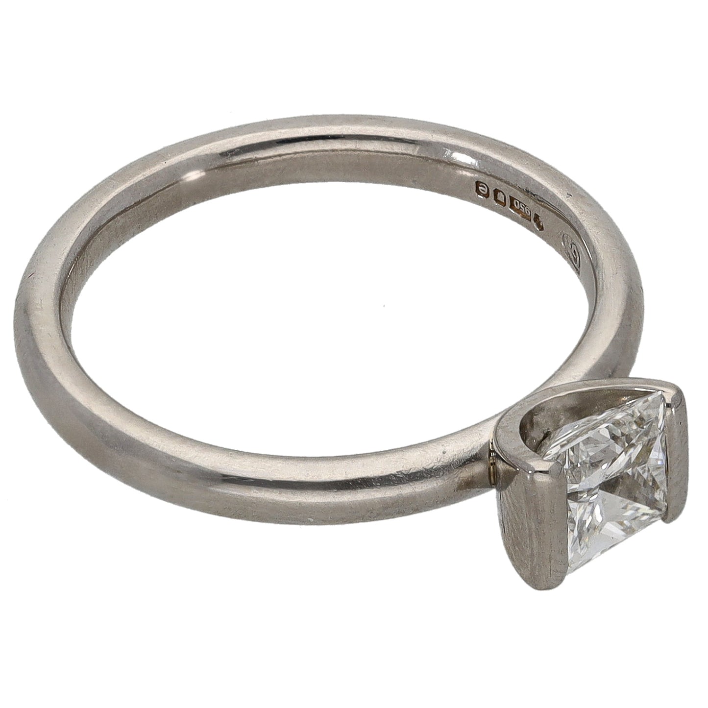 Platinum 0.91ct Diamond Solitaire Ring Size N