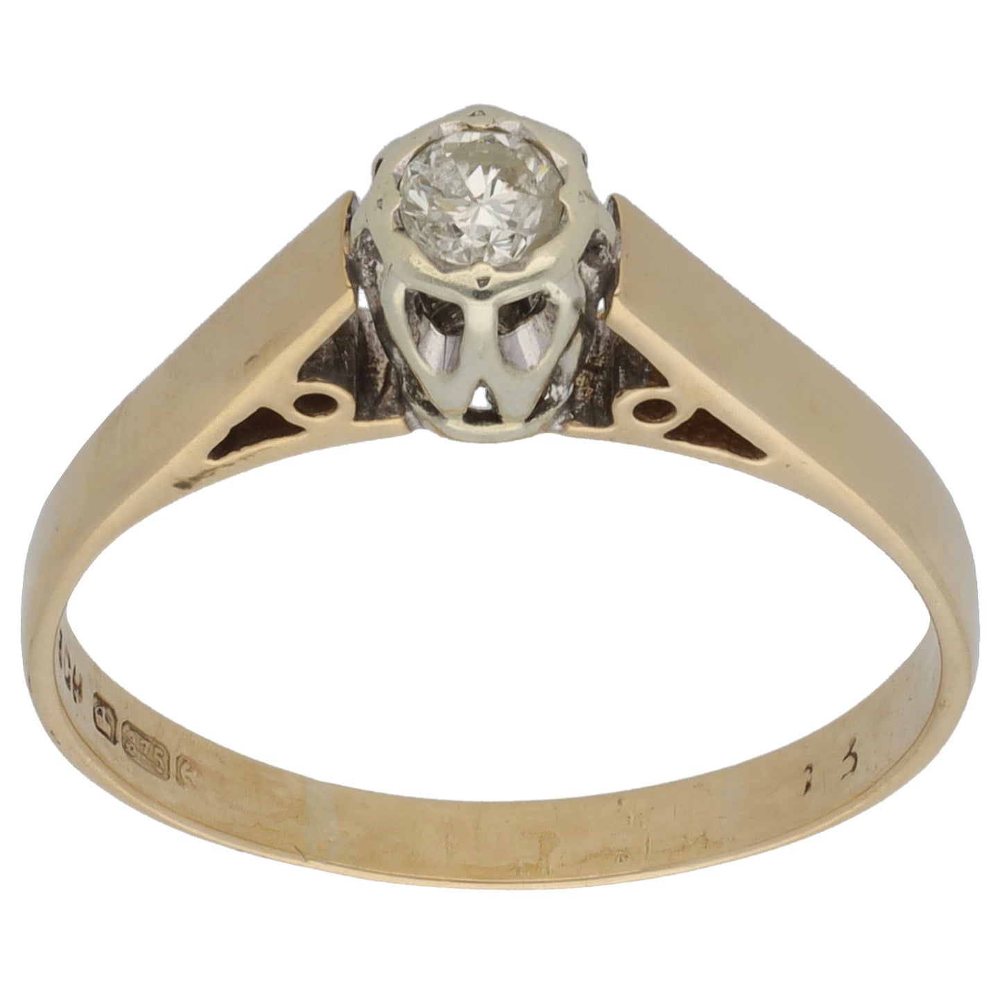 9ct Gold 0.15ct Diamond Solitaire Ring Size N