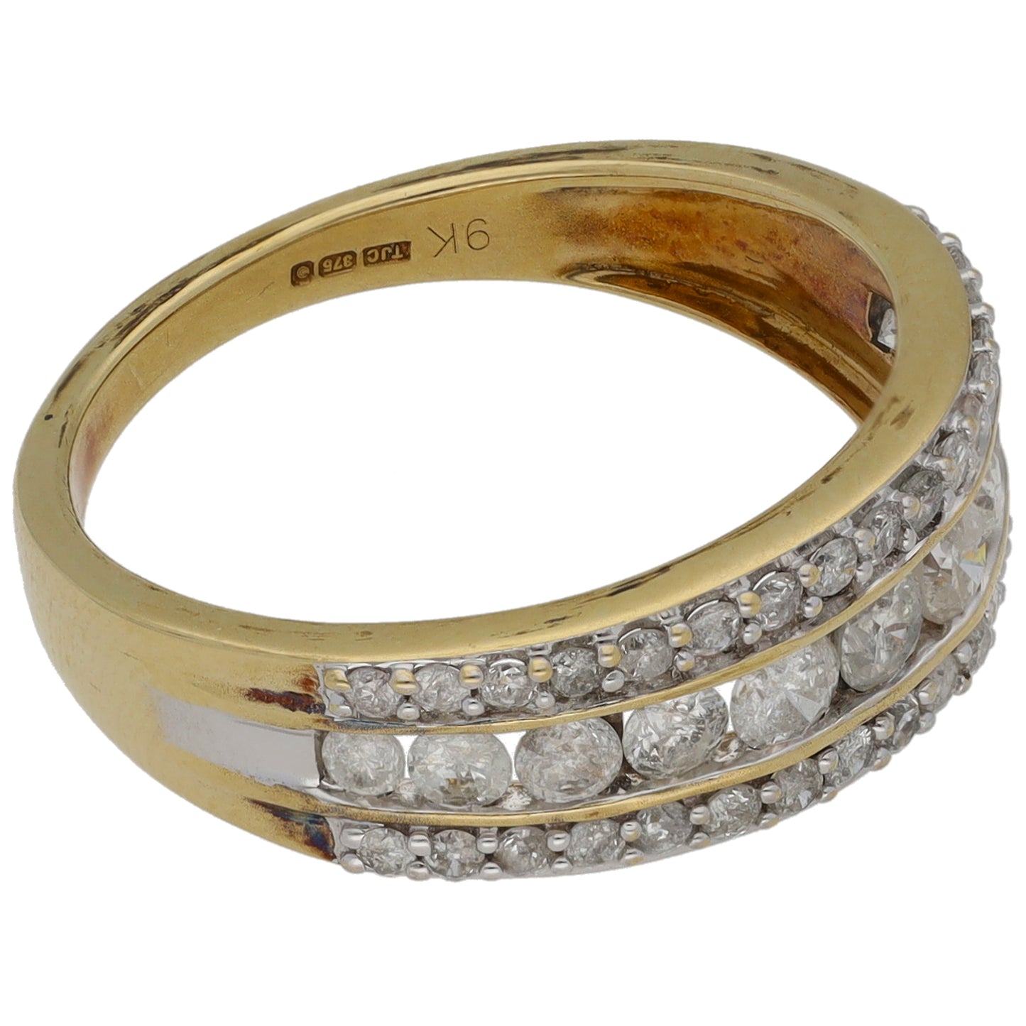 9ct Gold 1.00ct Diamond Dress/Cocktail Ring Size P