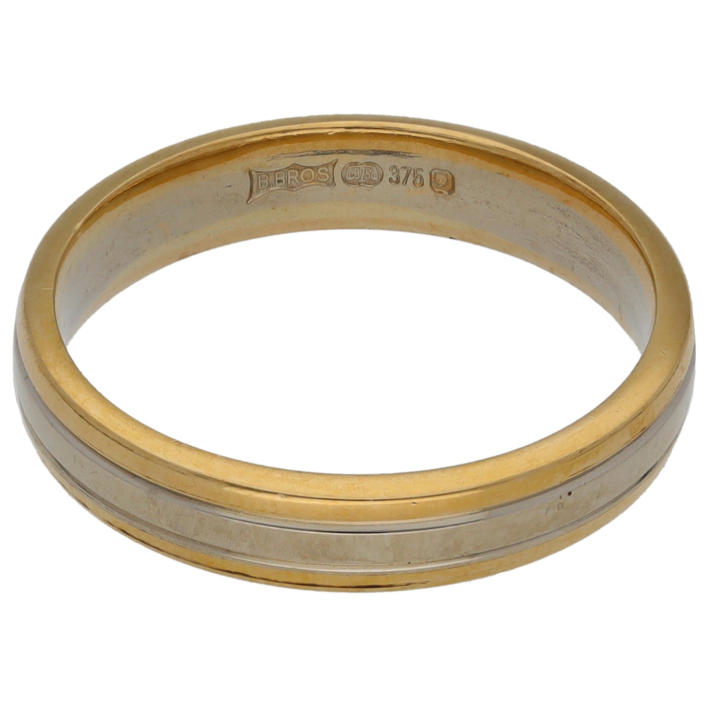 9ct Bicolour Gold Patterned Wedding Ring Size P