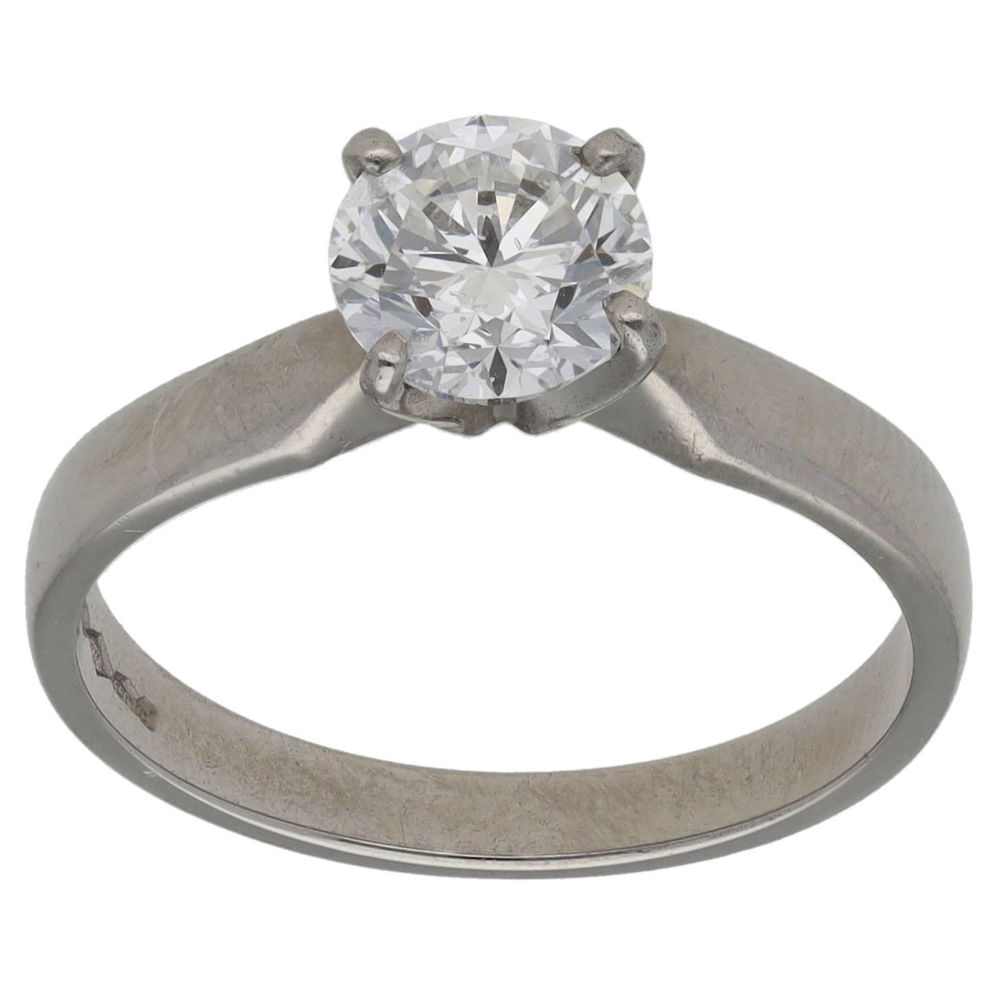 Platinum White Gold 0.90ct Diamond Solitaire Ring Size K