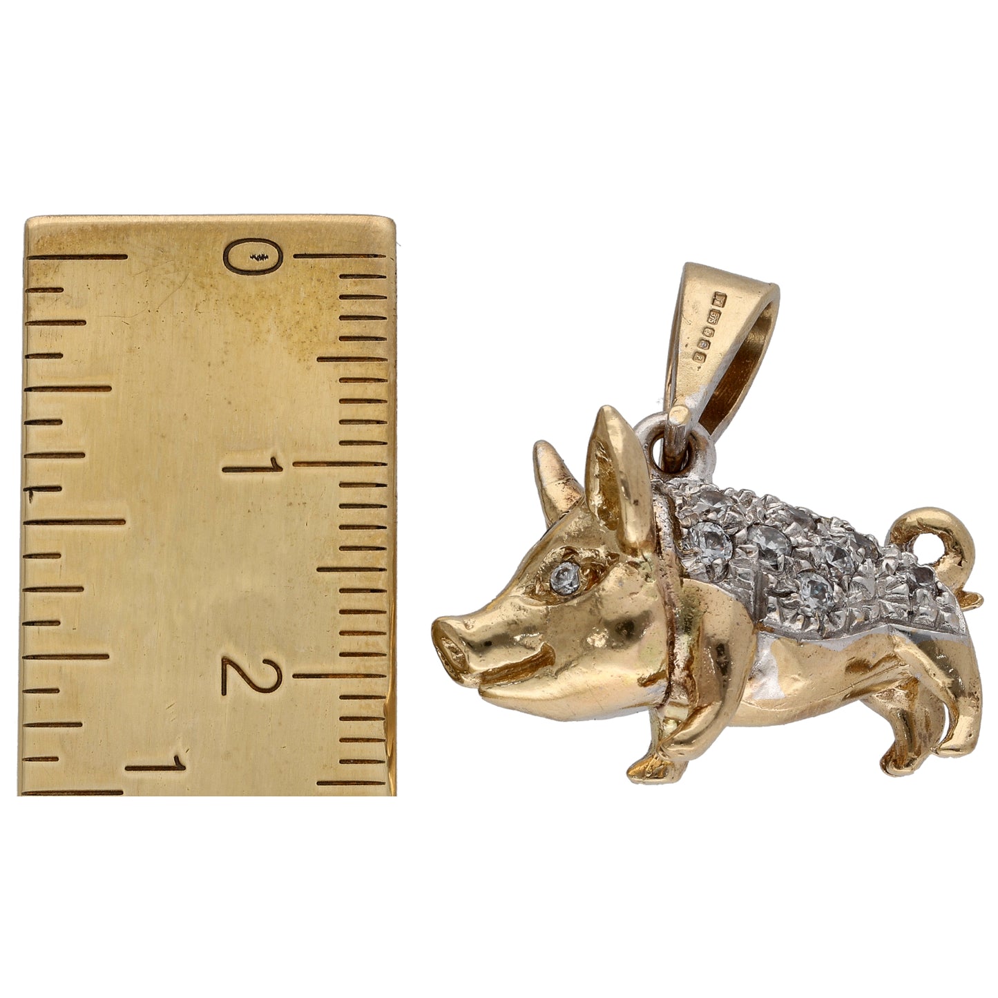 9ct Gold Cubic Zirconia Pig Pendant