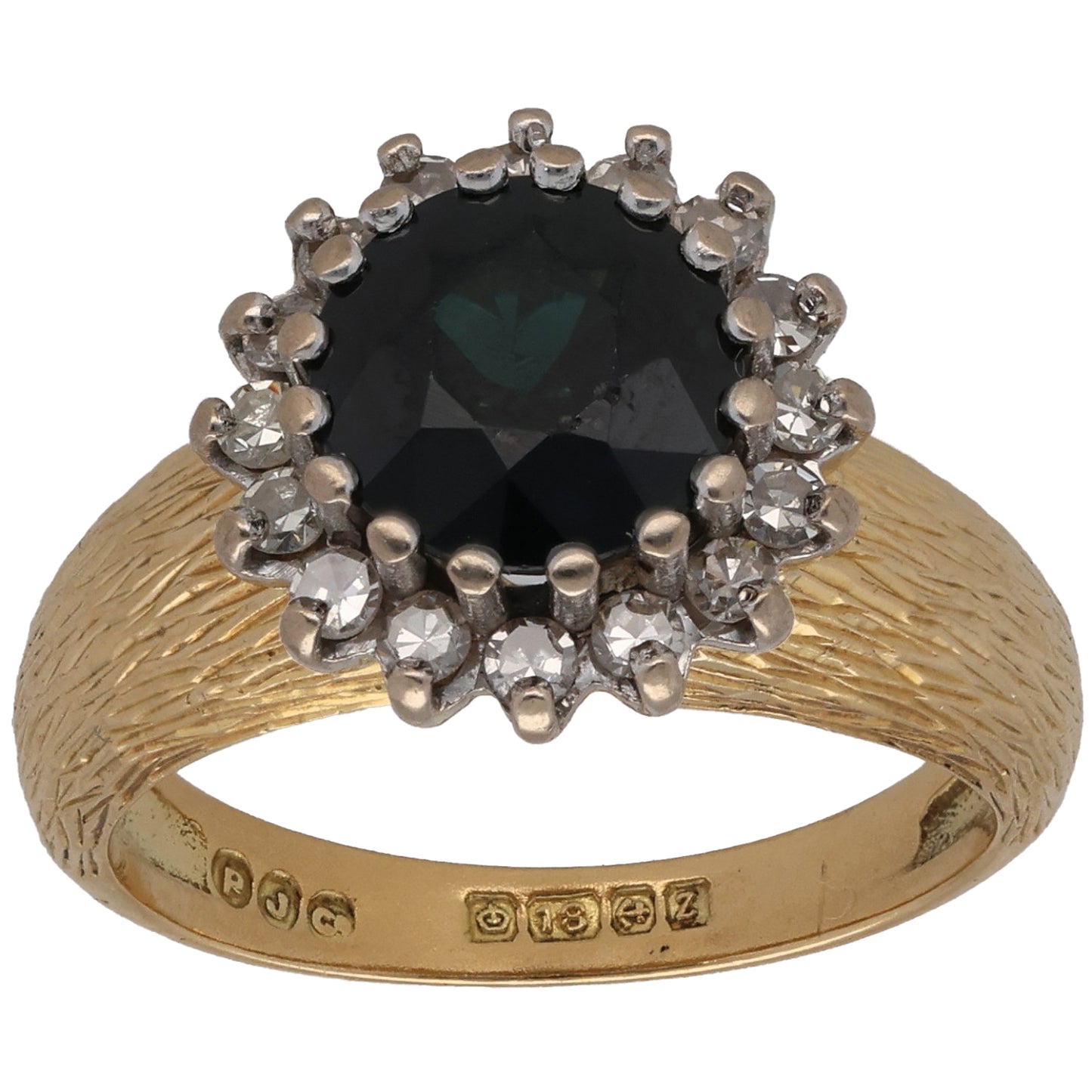 18ct Gold Sapphire & 0.32ct Diamond Dress/Cocktail Ring Size K