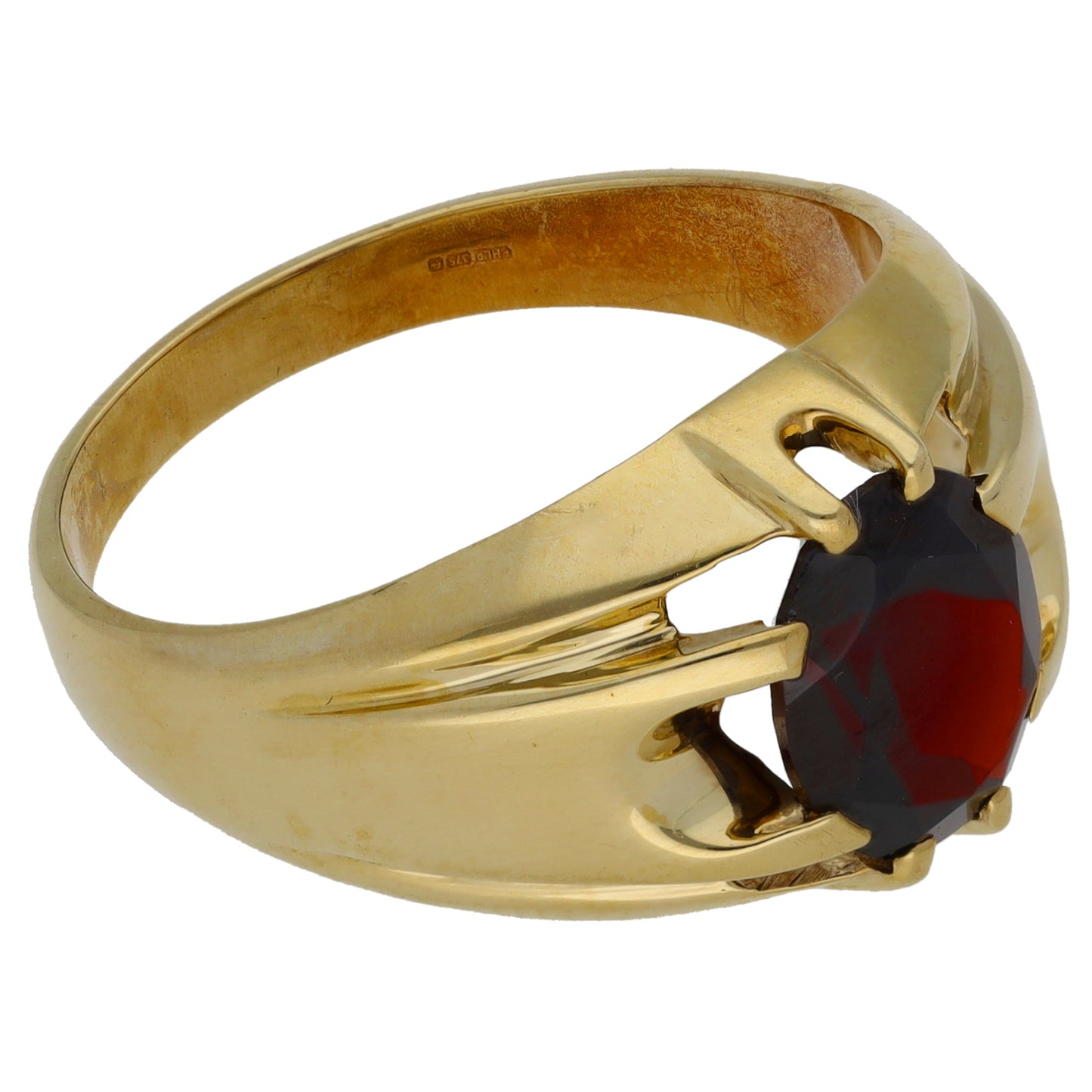 9ct Gold Garnet Single Stone Ring Size T