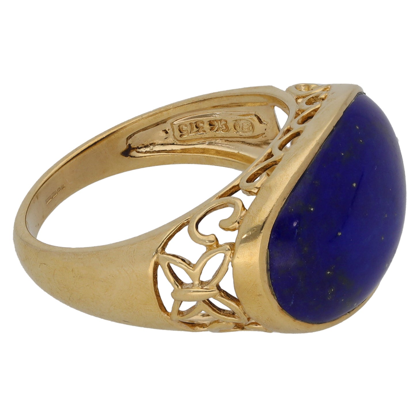 9ct Gold Lapis Lazuli Single Stone Ring Size P