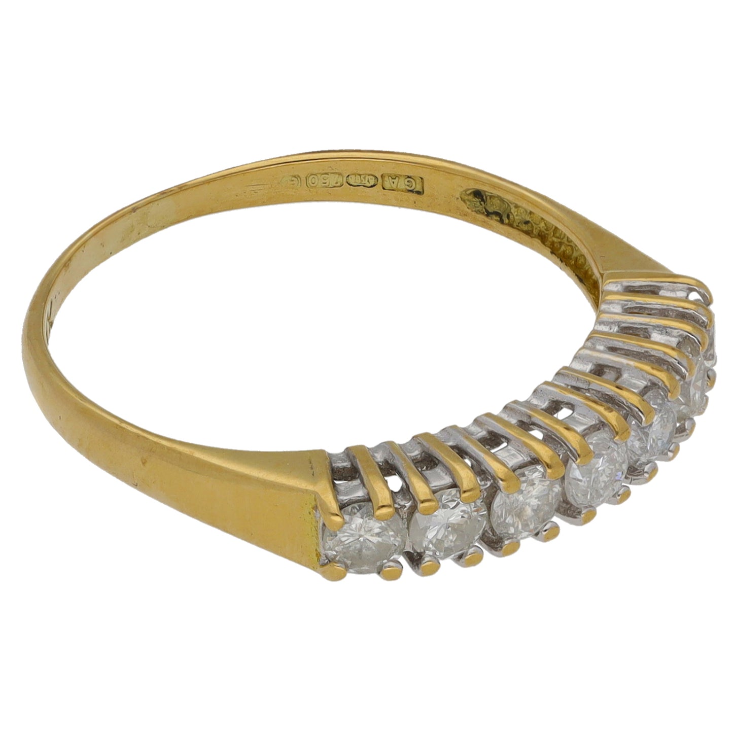 18ct Gold 0.50ct Diamond Half Eternity Ring Size P