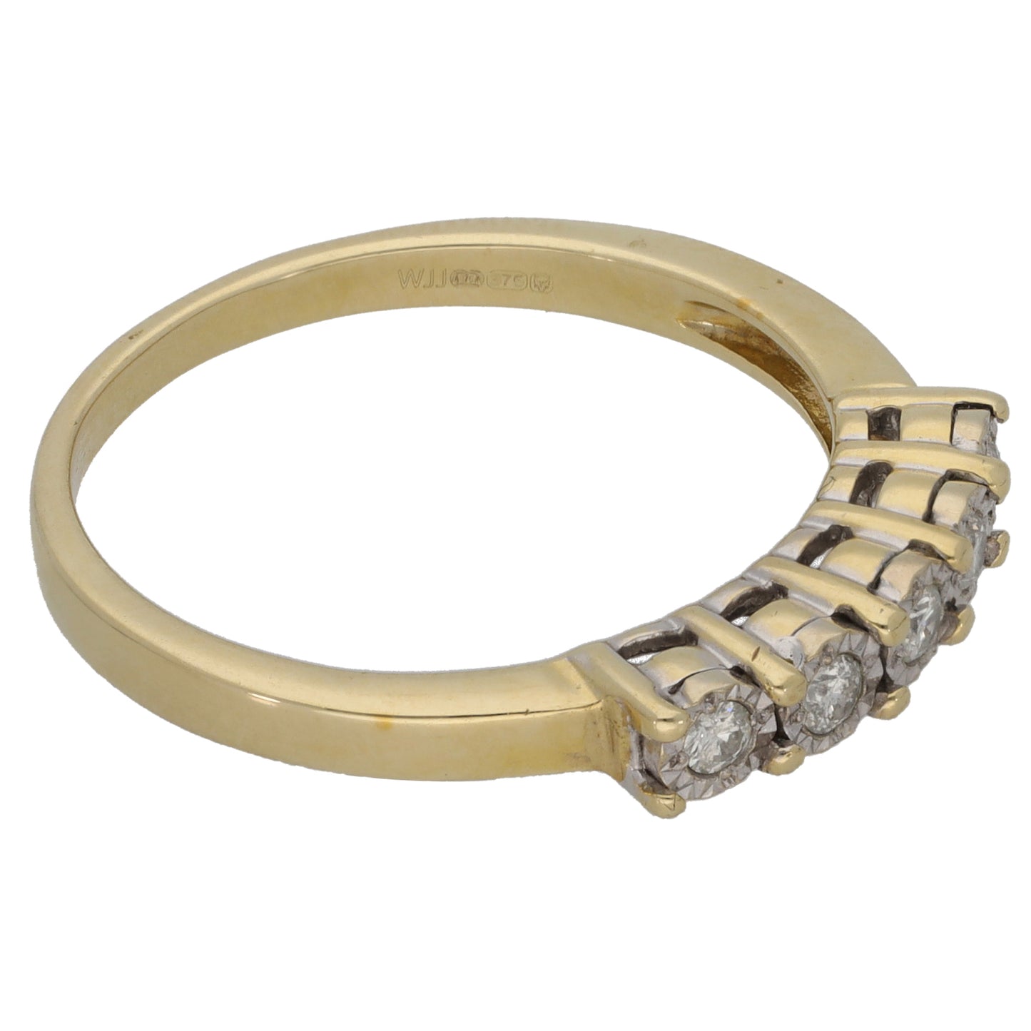 9ct Gold 0.15ct Diamond Half Eternity Ring Size S