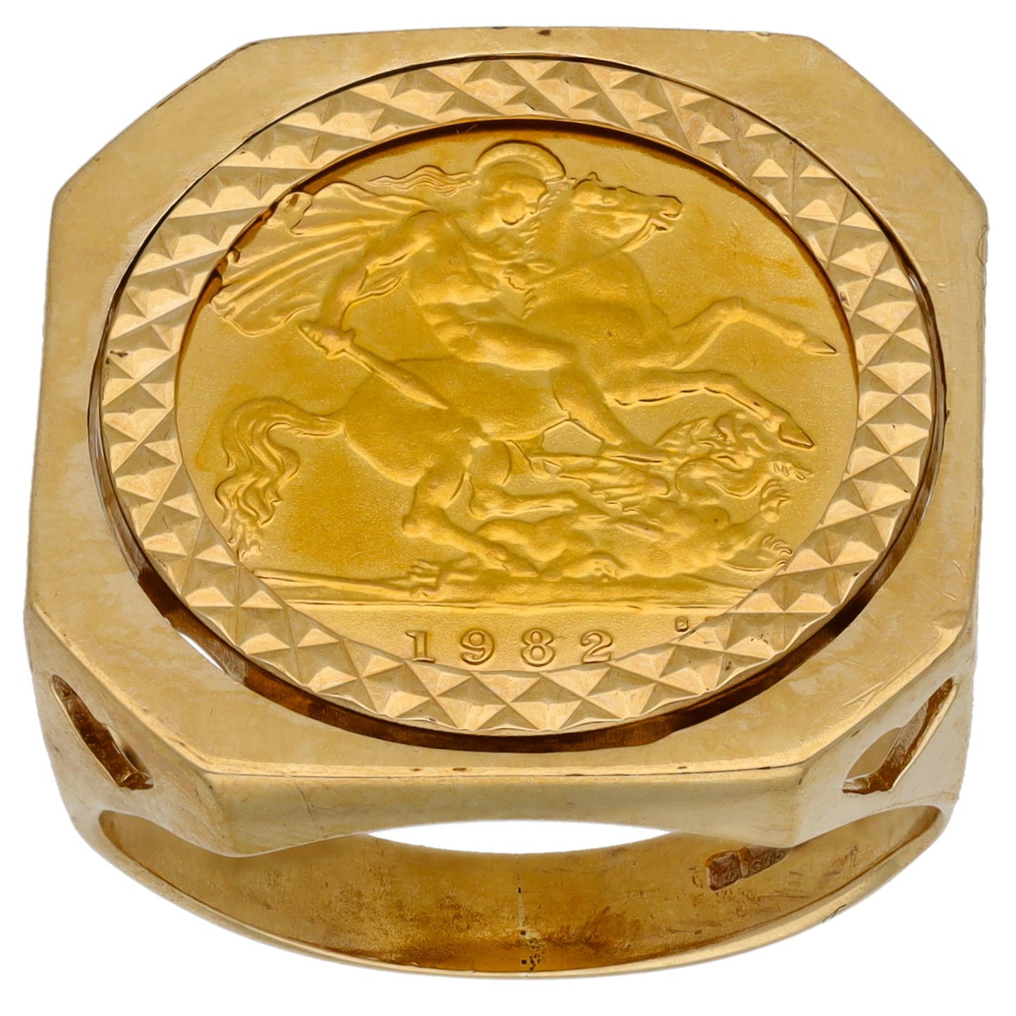 9ct Gold Half Sovereign Coin Ring Size S