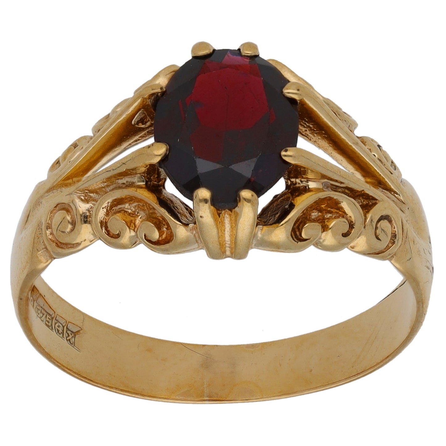 9ct Gold Garnet Single Stone Ring Size T