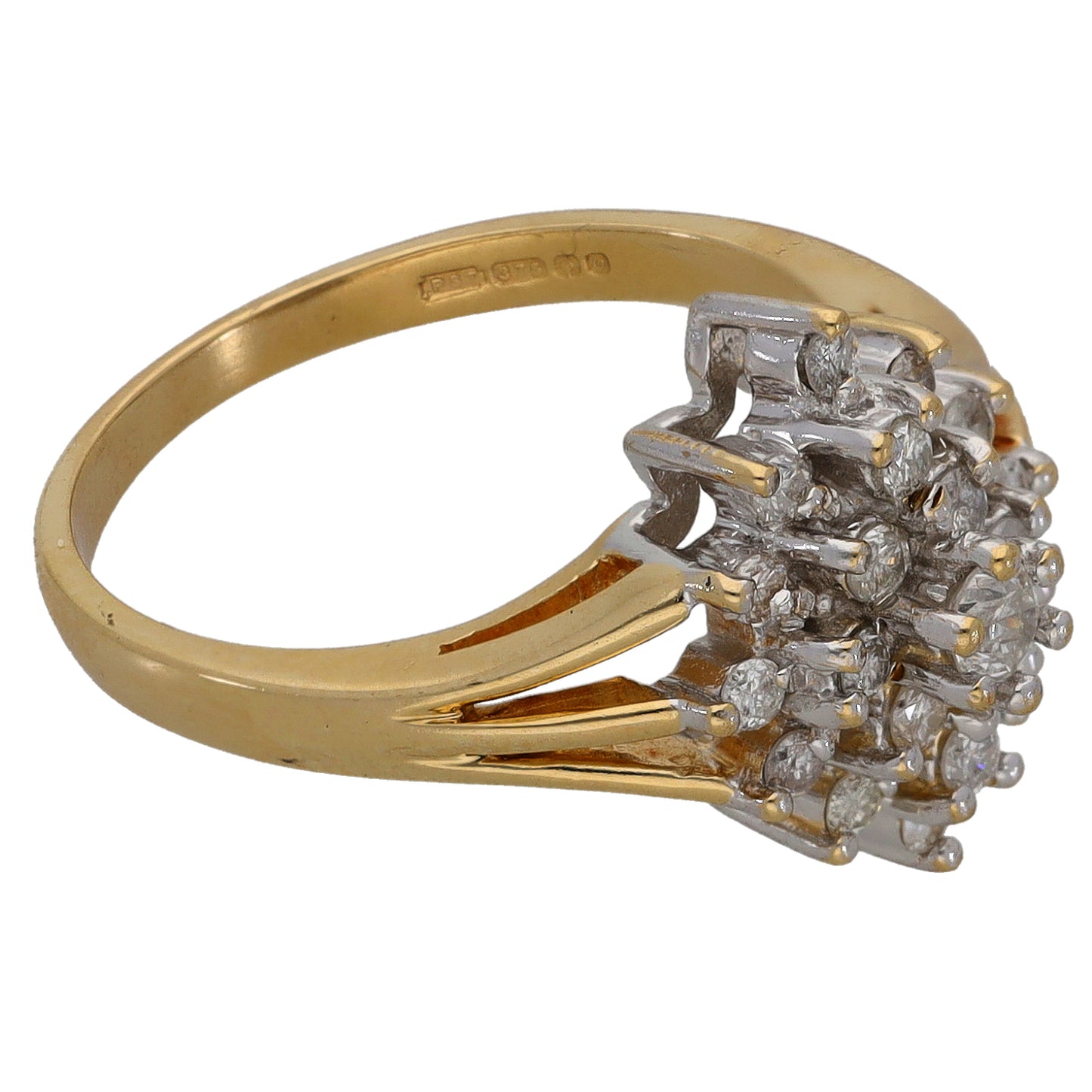 9ct Gold 0.30ct Diamond Cluster Ring Size L