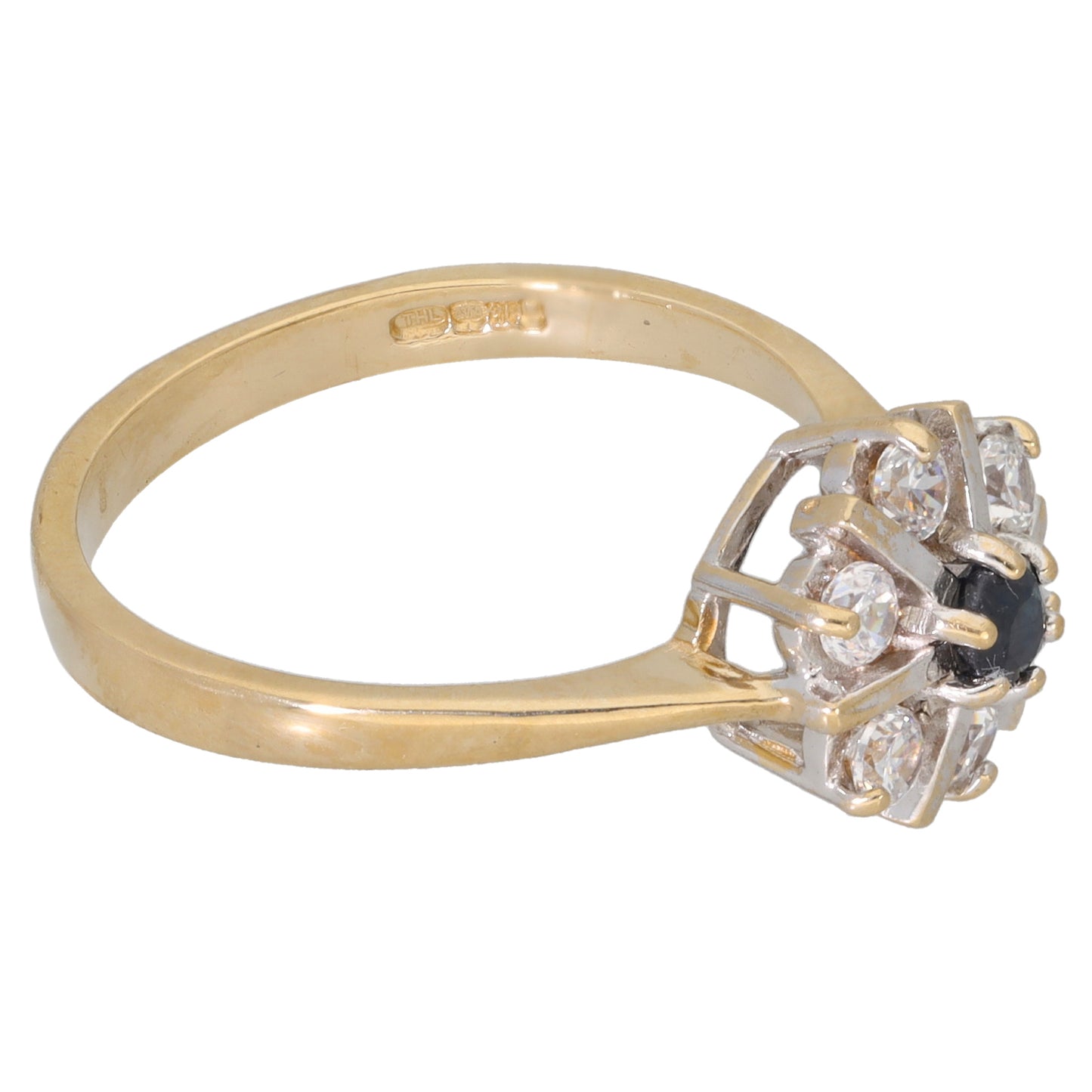 9ct Gold Sapphire & Cubic Zirconia Dress/Cocktail Ring Size P