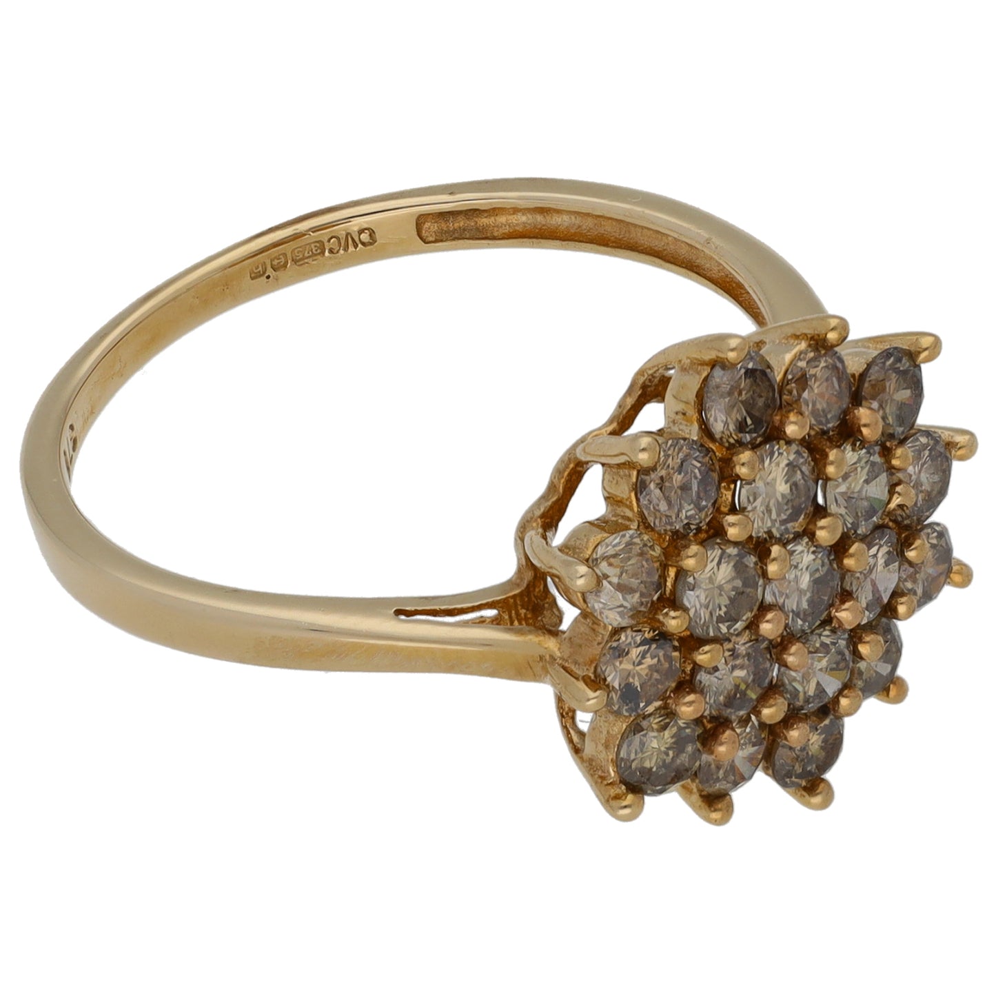 9ct Gold 1.00ct Diamond Cluster Ring Size O