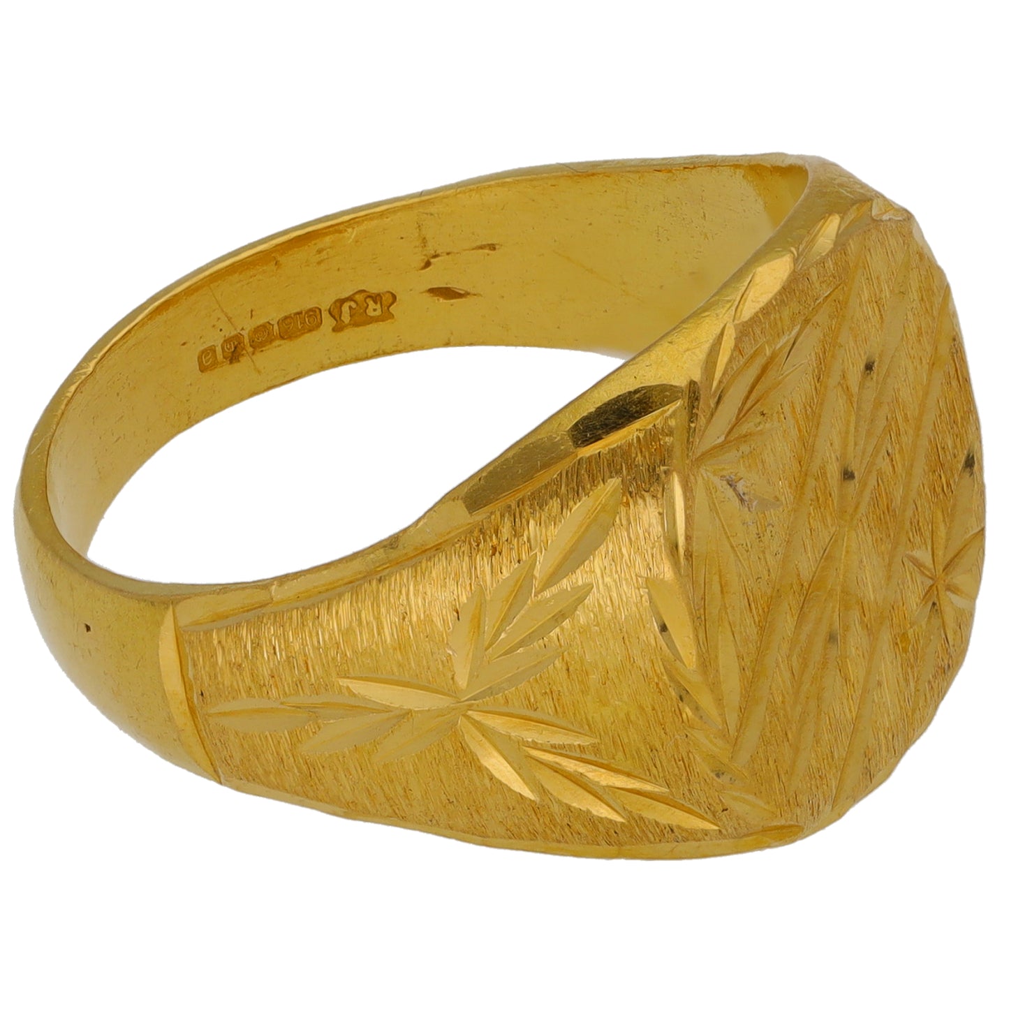 22ct Gold Patterned Signet Ring Size P