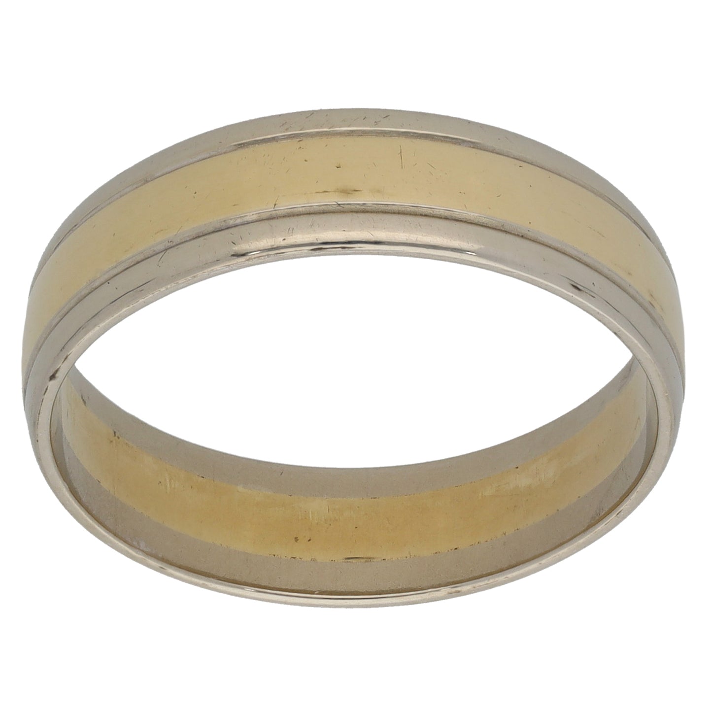 9ct Bi-Colour Gold Plain Wedding Ring Size V