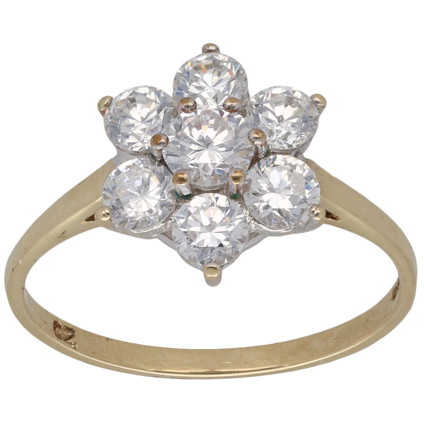 9ct Gold Cubic Zirconia Dress/Cocktail Ring Size P
