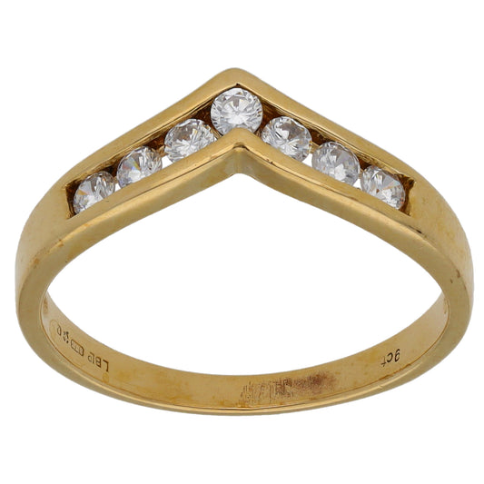9ct Gold Cubic Zirconia Wishbone Ring Size N