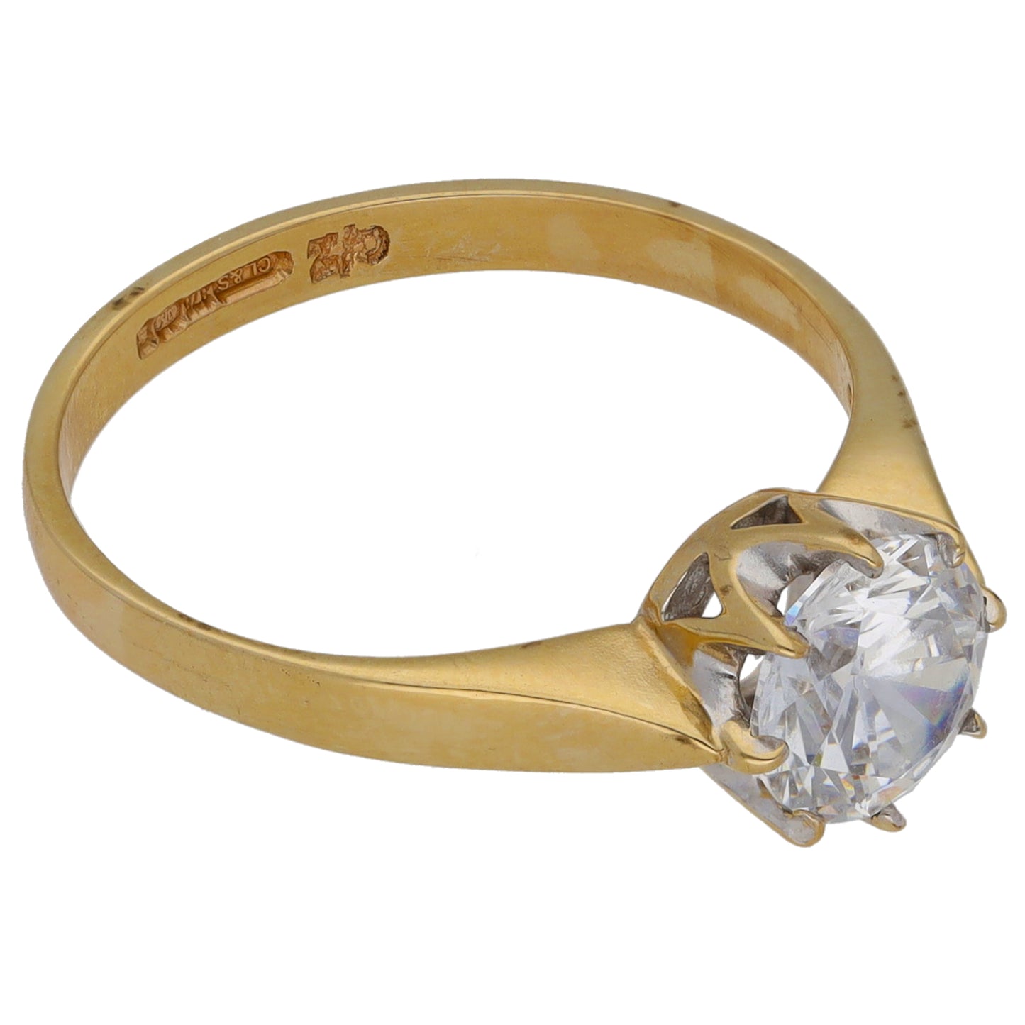 9ct Gold Cubic Zirconia Single Stone Ring Size M