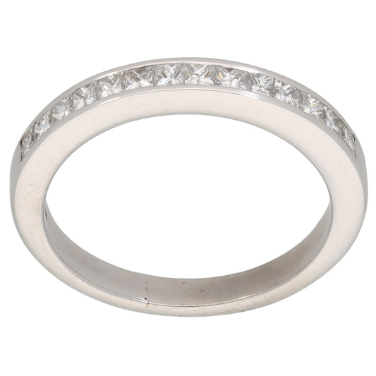18ct White Gold 0.70ct Diamond Half Eternity Ring Size O