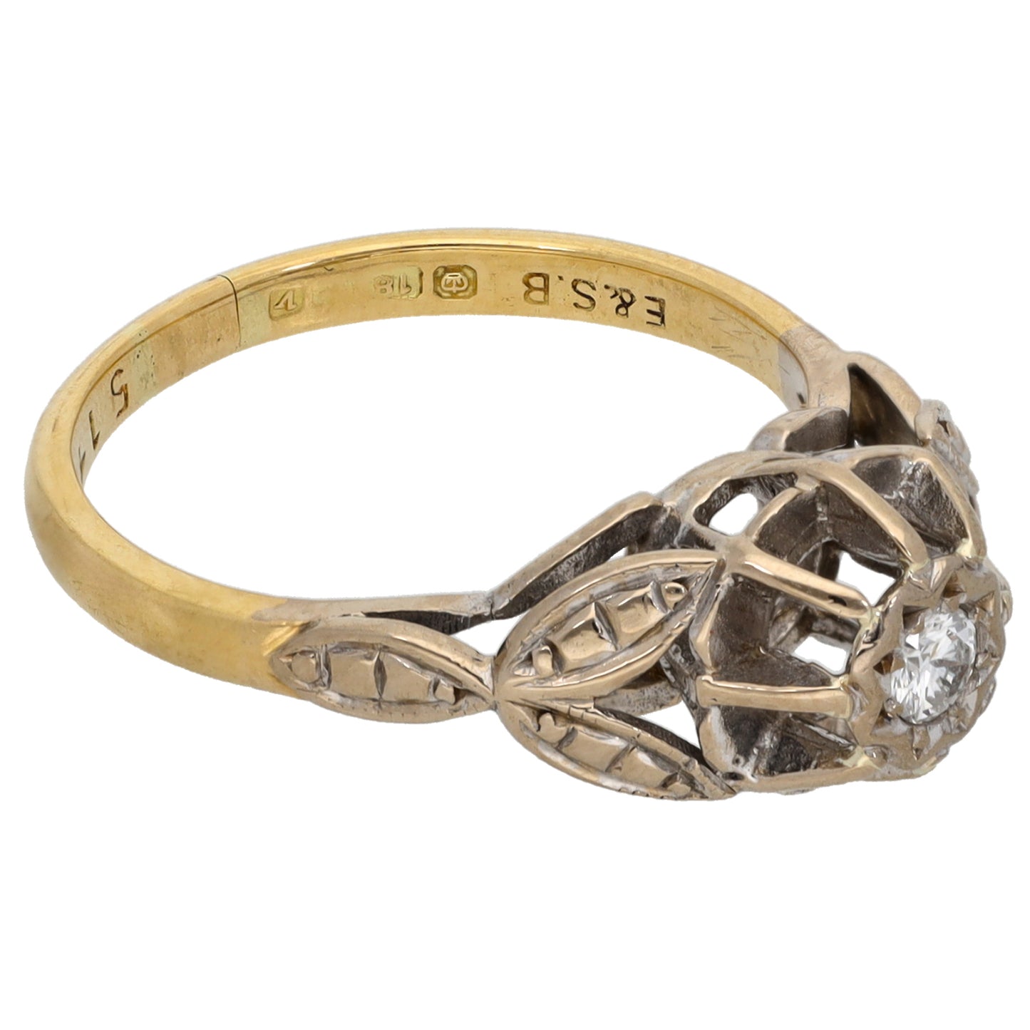 18ct Bi-Colour Gold 0.07ct Diamond Solitaire Ring Size K