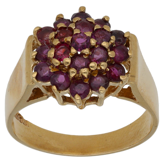 9ct Gold Glass Filled Ruby Dress/Cocktail Ring Size M