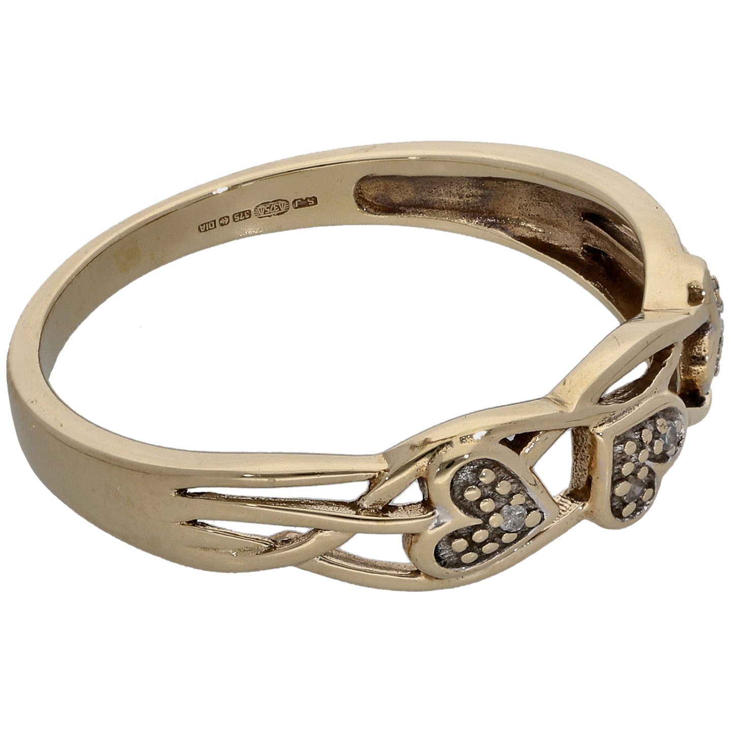 9ct Gold 0.02ct Diamond Alternative Ring Size Q