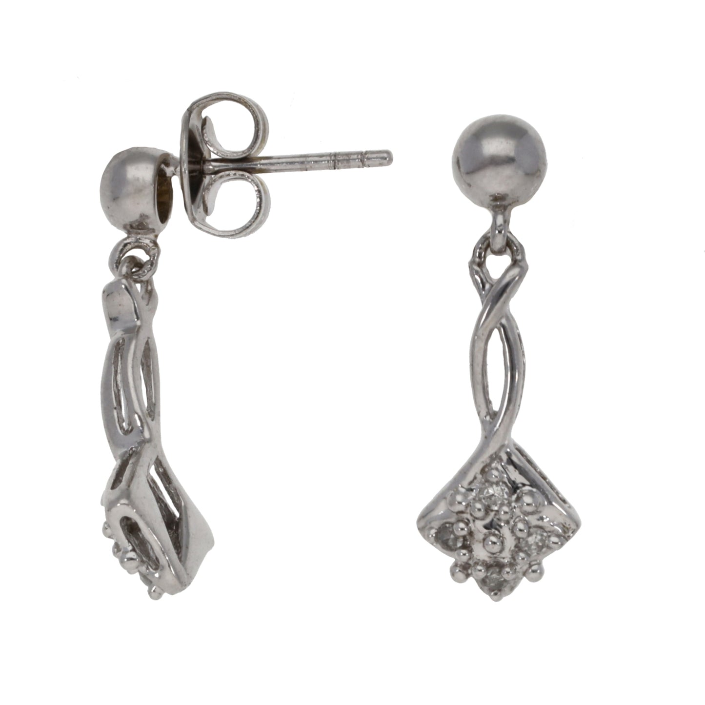 9ct White Gold 0.04ct Diamond Drop Earrings