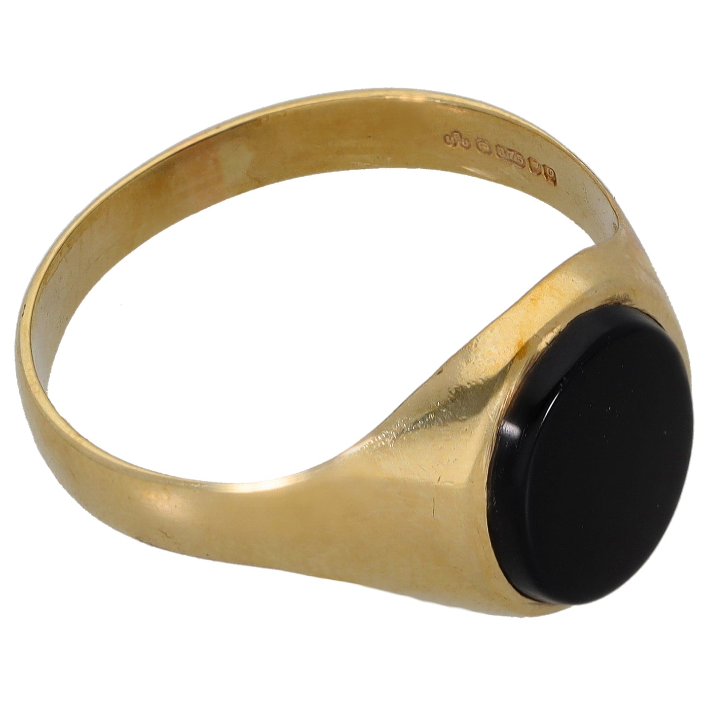 9ct Gold Onyx Single Stone Signet Ring Size X