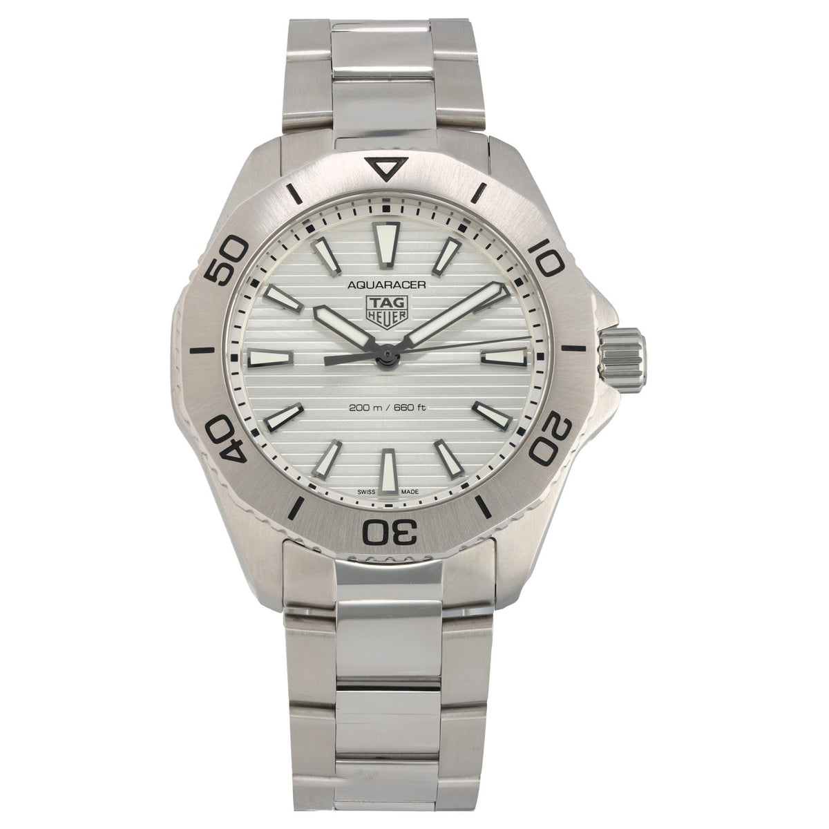 Tag Heuer Aquaracer WBP1111 , silver dial on stainless steel bracelet and case