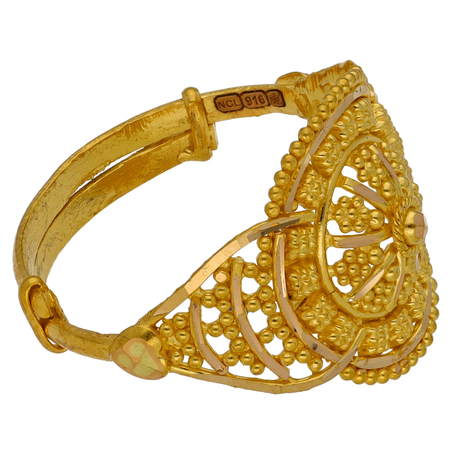 New 22ct Gold Filigree Shield Ring Size N