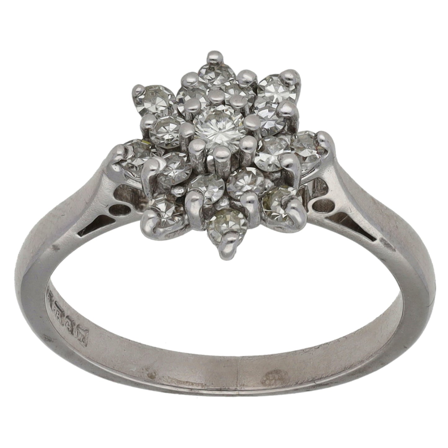 18ct White Gold 0.45ct Diamond Cluster Ring Size L
