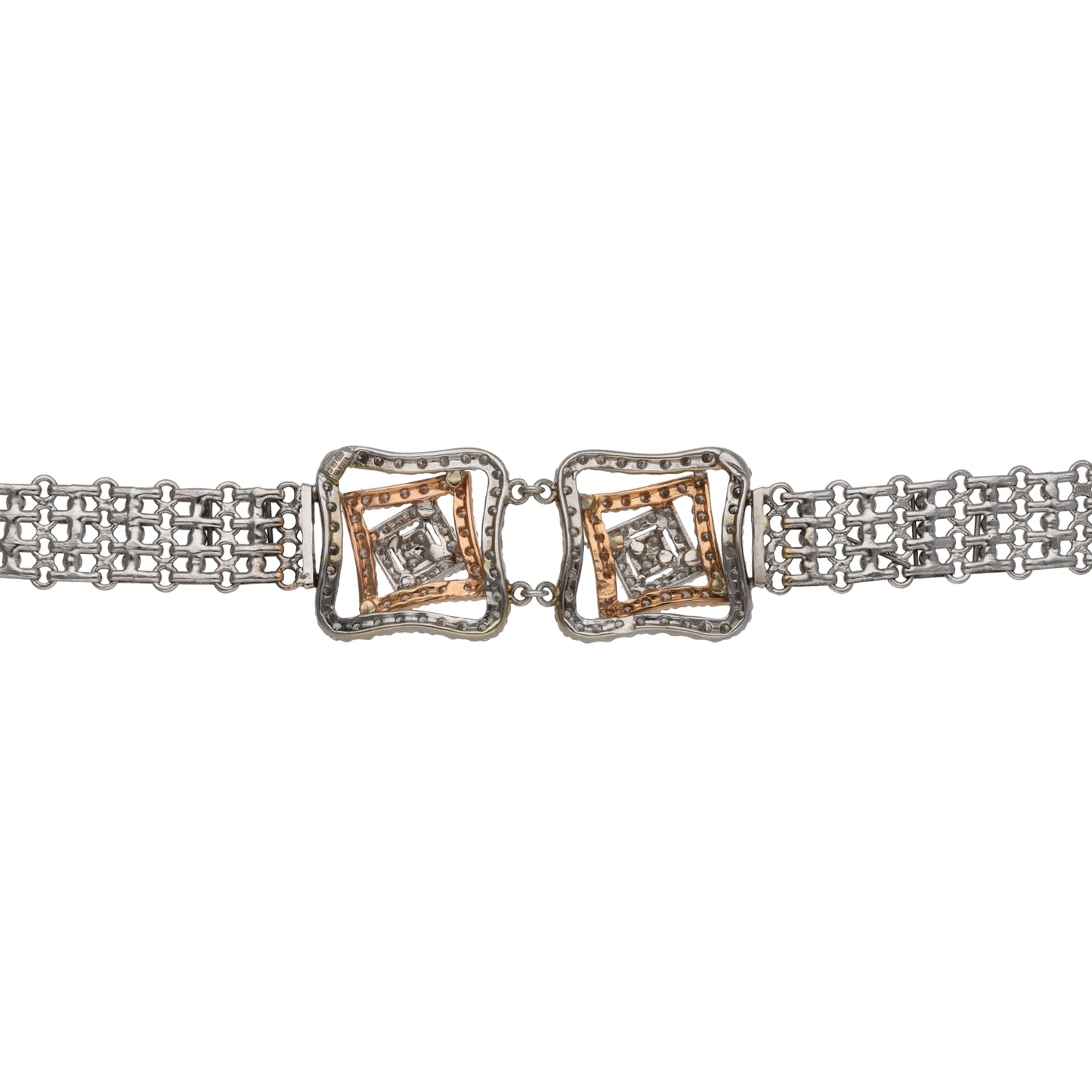 14ct Bicolour Gold 2.16ct Diamond Fancy Necklace 16"