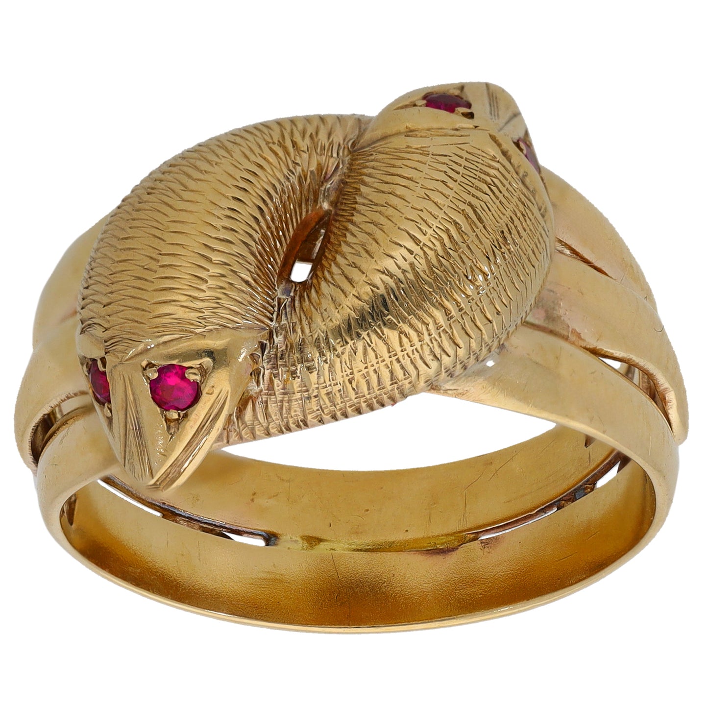 18ct Gold Ruby Snake Ring Size V