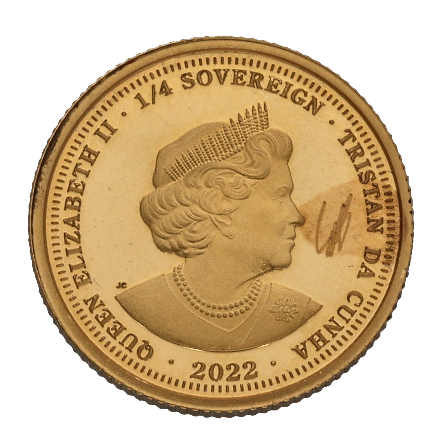 22ct Gold Queen Elizabeth II Service & Devotion Quarter Sovereign Coin 2022