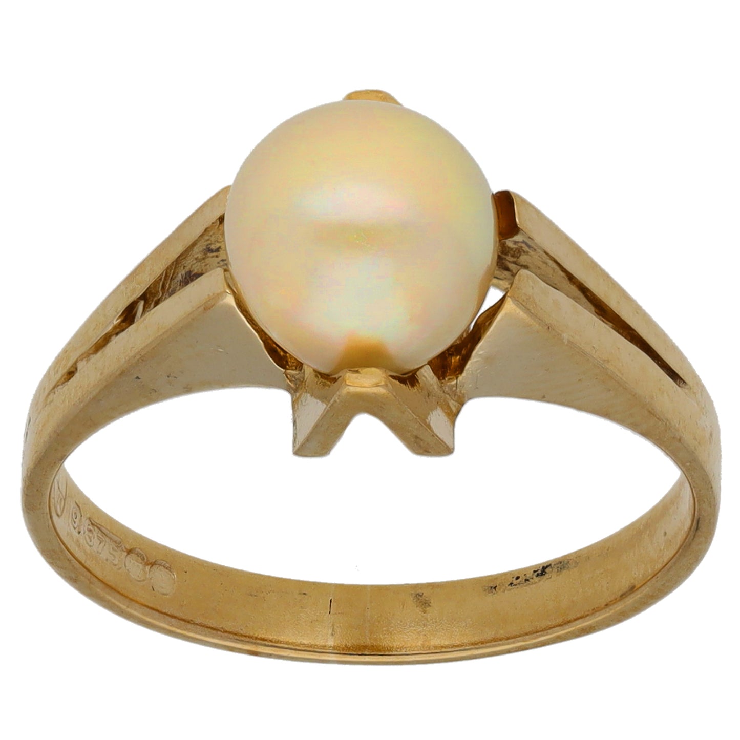 9ct Gold Cultured Pearl Single Stone Ring Size K