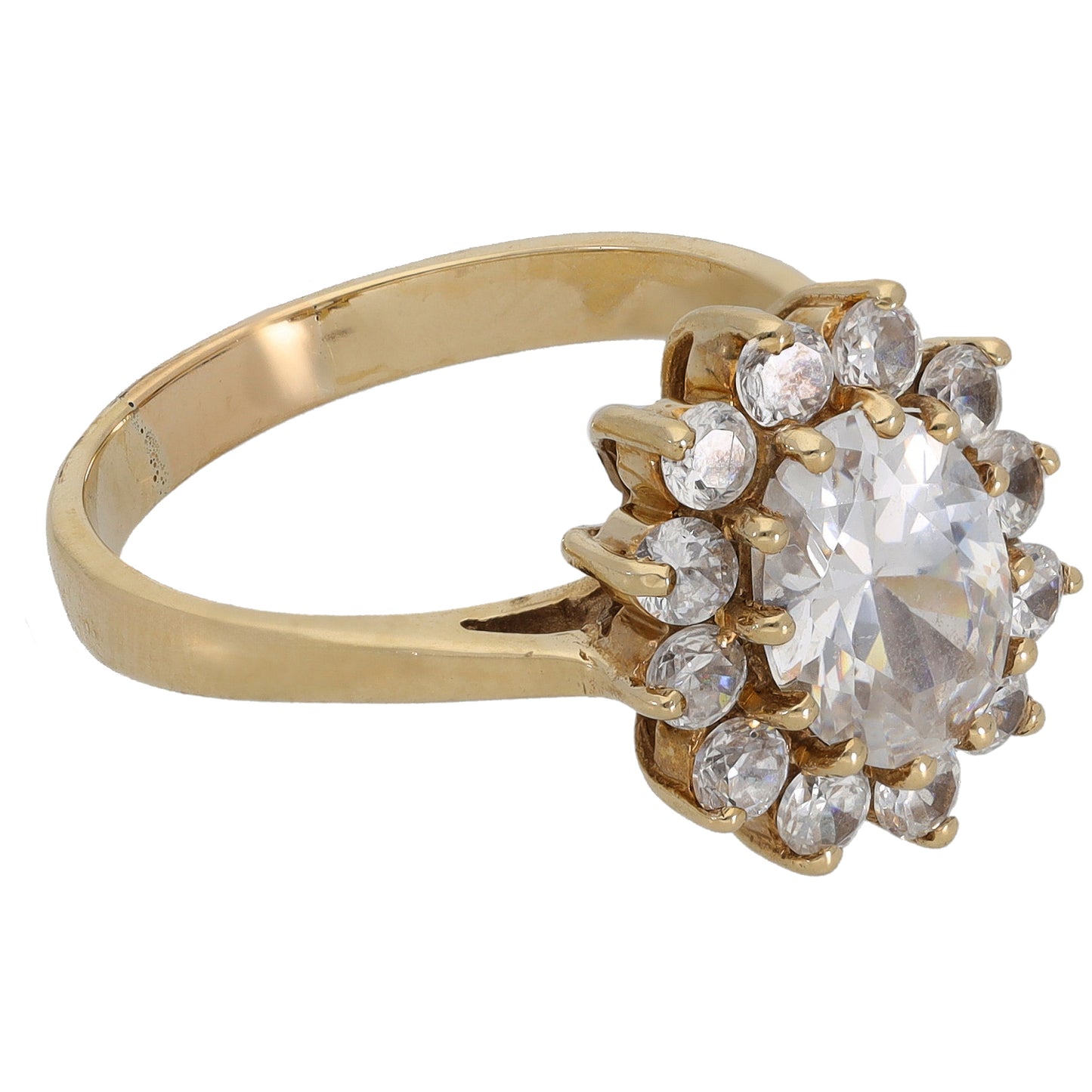 9ct Gold Cubic Zirconia Cluster Ring Size O