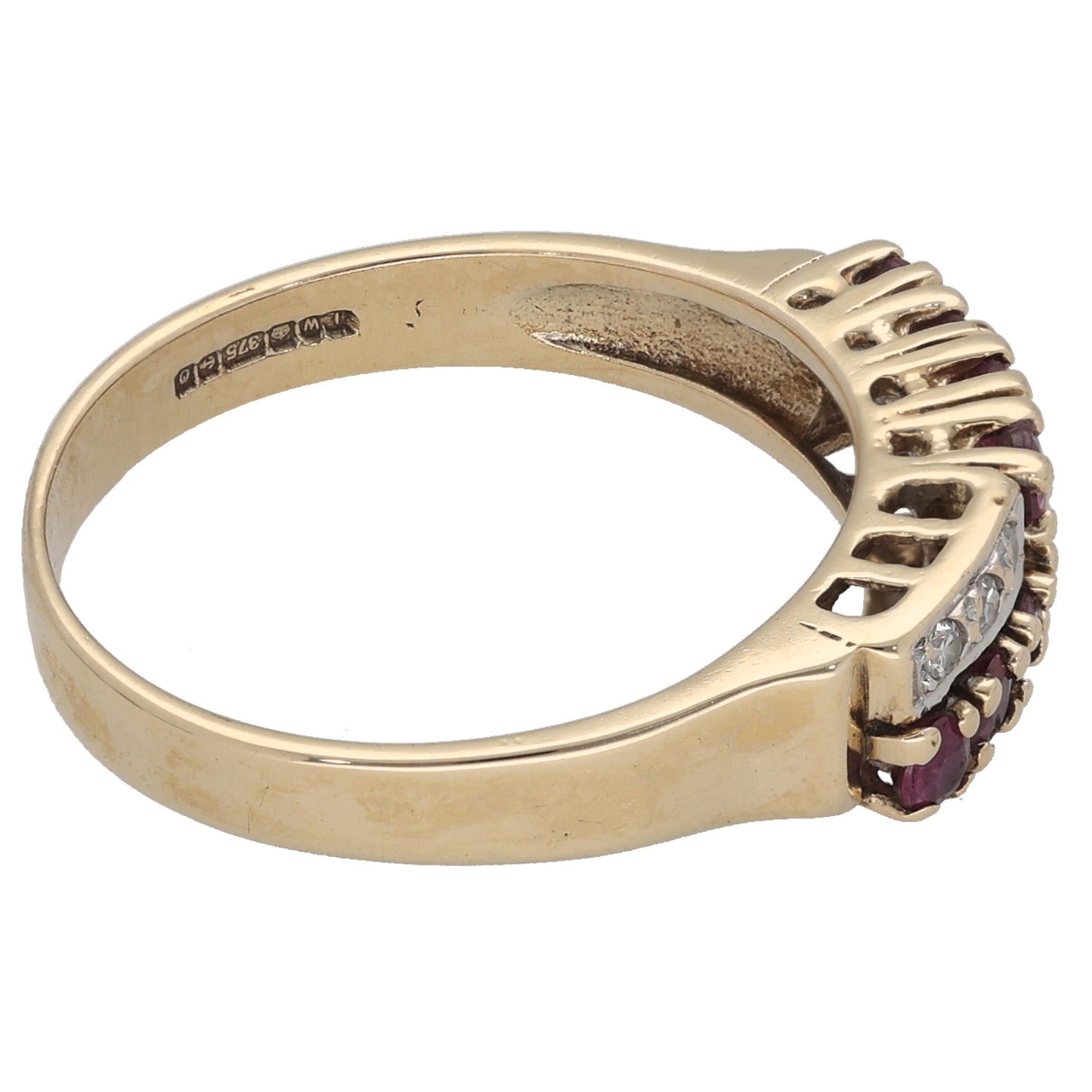 9ct Gold 0.06ct Diamond & Ruby Dress/Cocktail Ring Size O