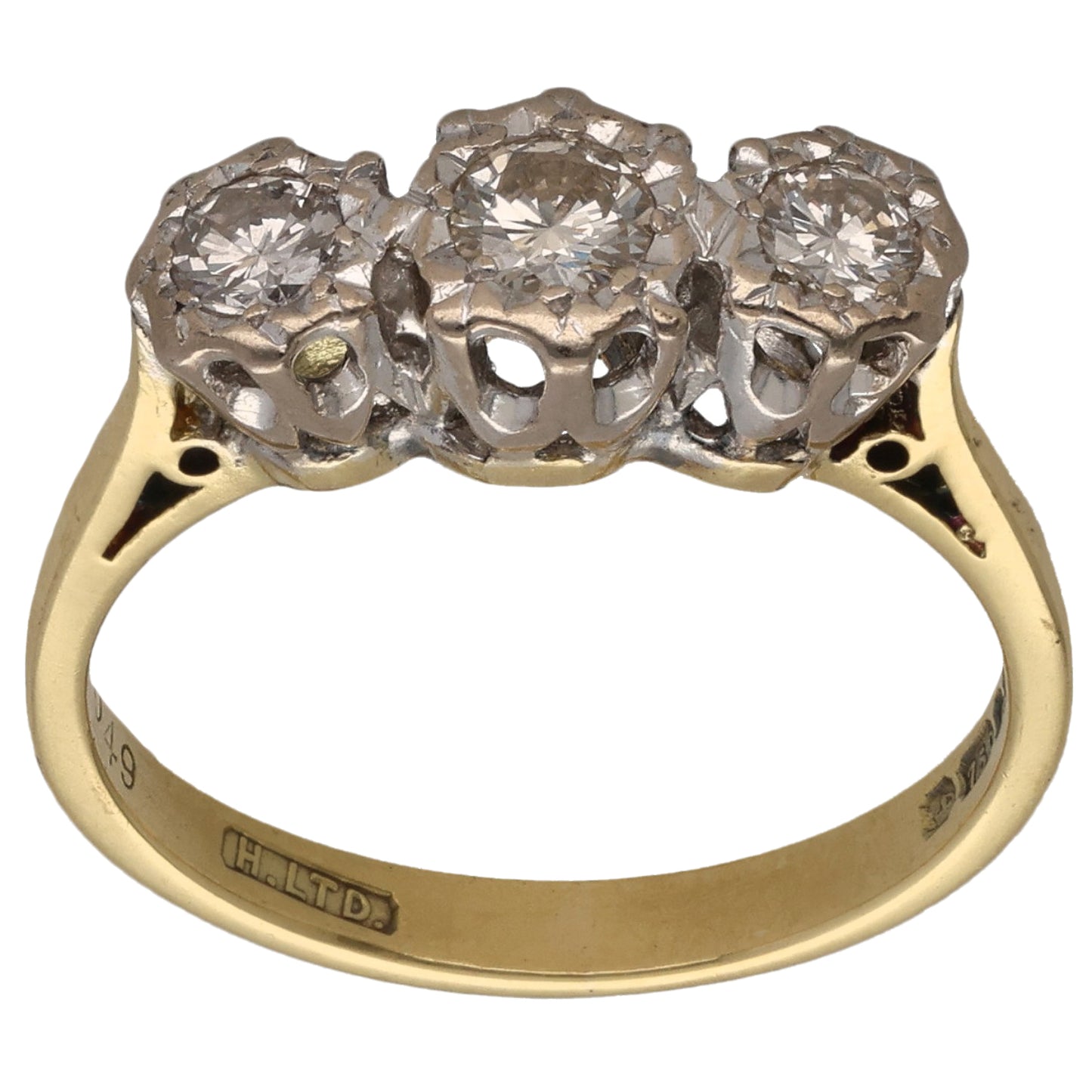 18ct Gold 0.50ct Diamond Trilogy Ring Size M
