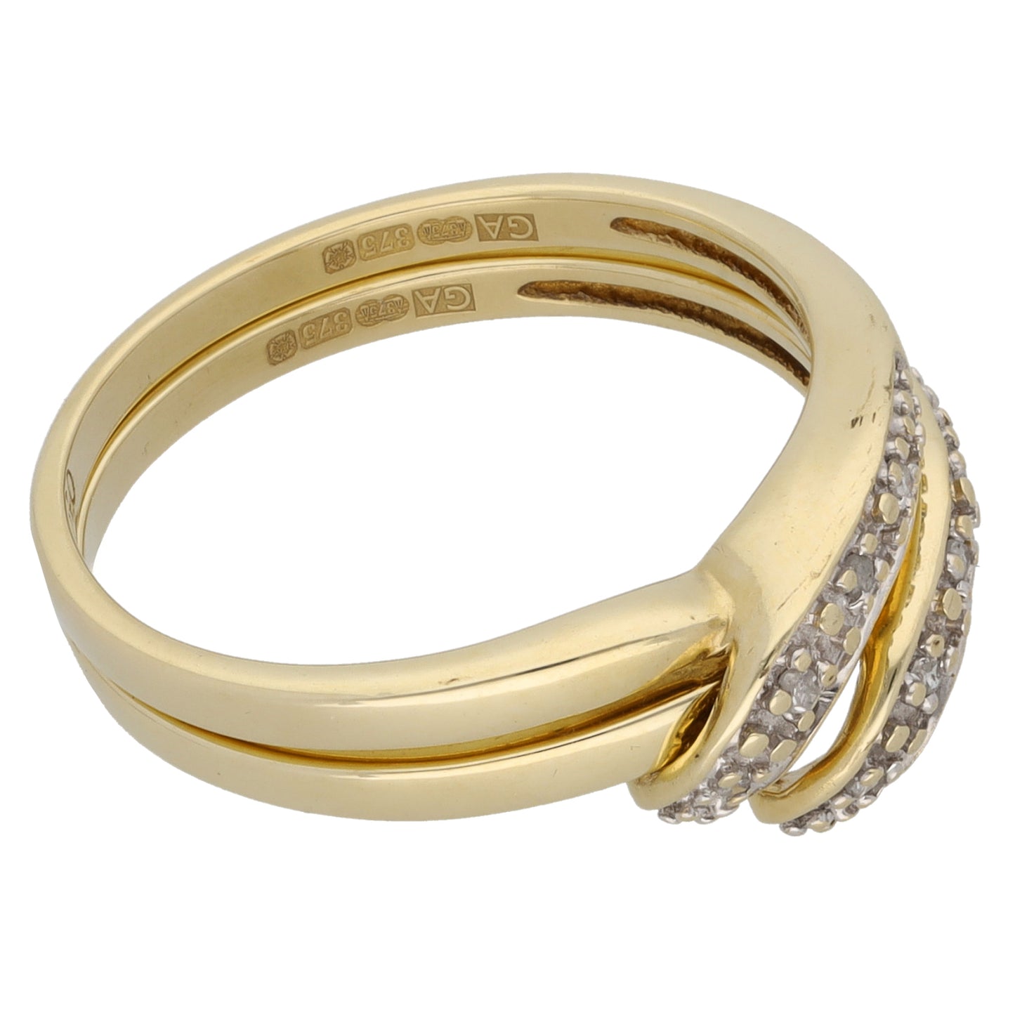 9ct Bicolour Gold 0.05ct Diamond Dress/Cocktail Ring Size P