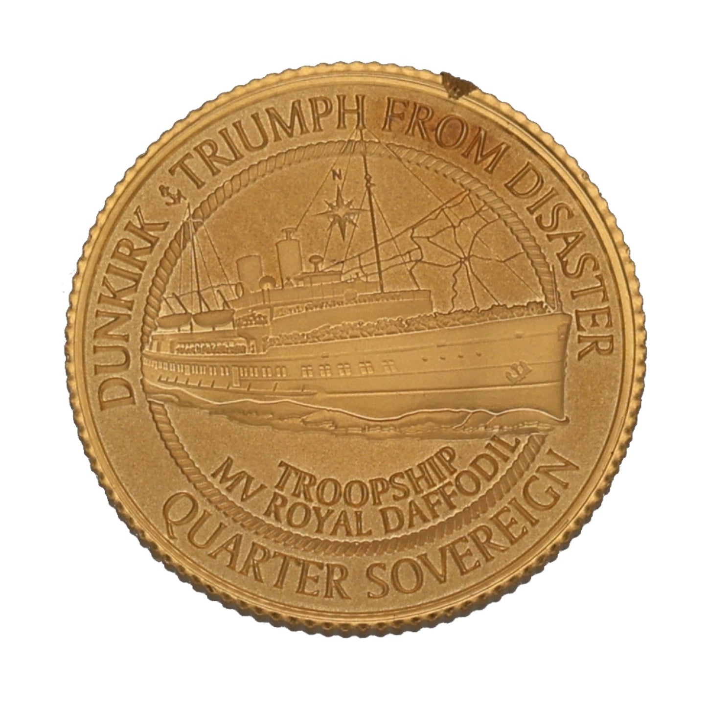 22ct Gold Dunkirk Triumph From Disaster Quarter Sovereign Coin