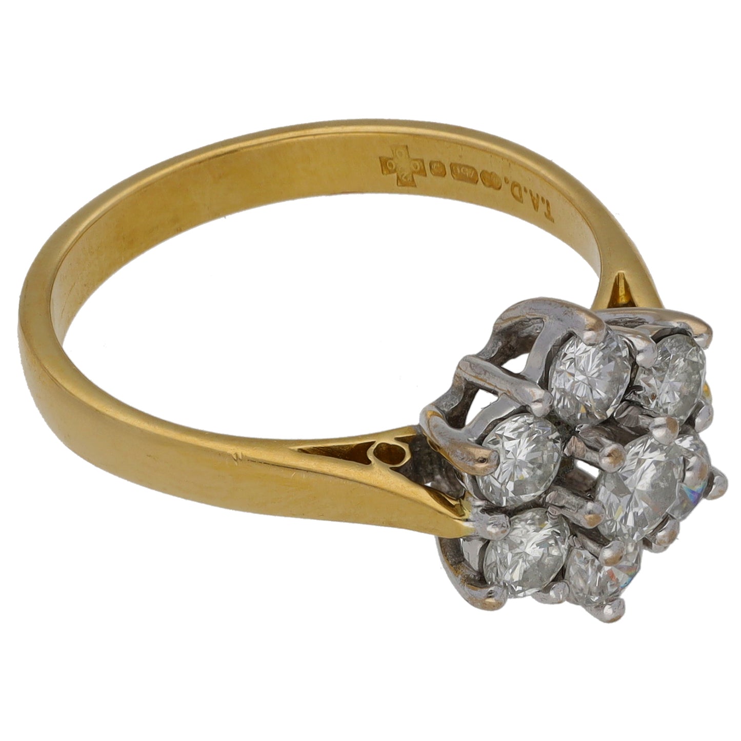 18ct Gold 1.00ct Diamond Cluster Ring Size O