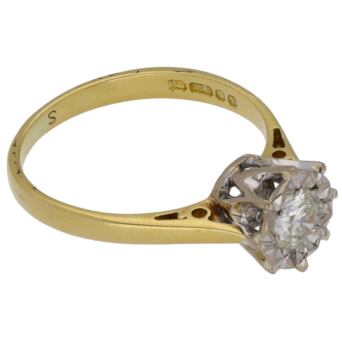 18ct Gold 0.28ct Diamond Solitaire Ring Size K