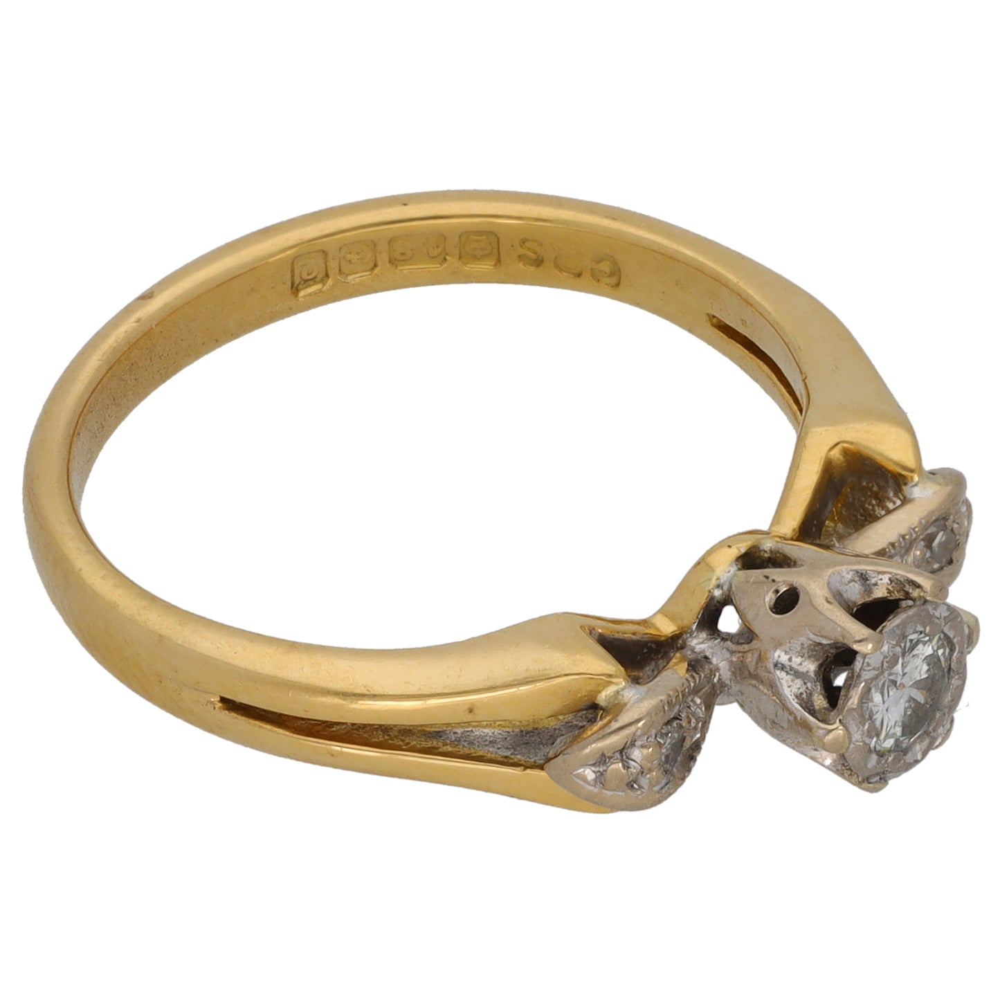 18ct Gold 0.14ct Diamond Trilogy Ring Size N